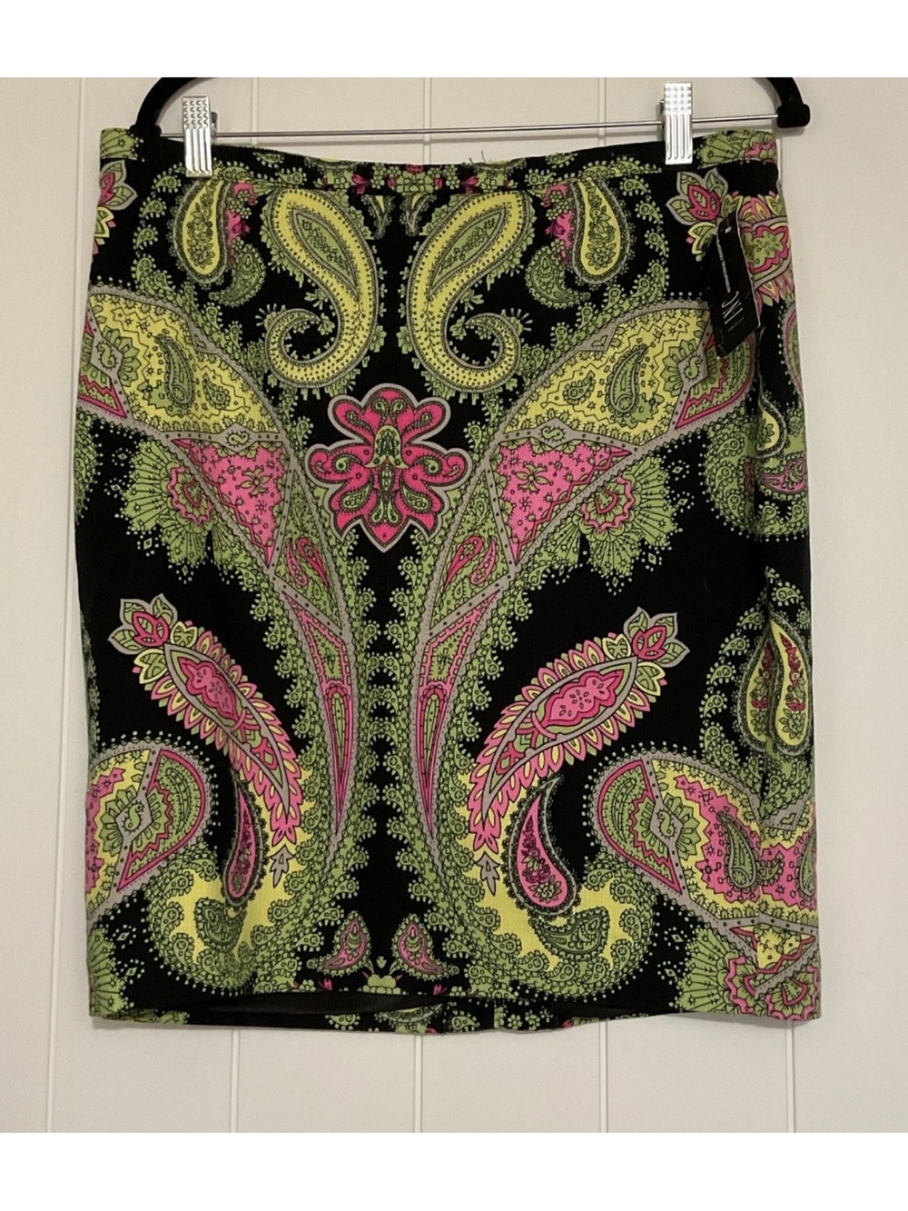 Paisley Embroidered Mini Skirt in Black with Pink & Green - Picture 1 of 10